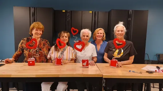 Senior citizen group, stripe shirt, 5 senior citizen
